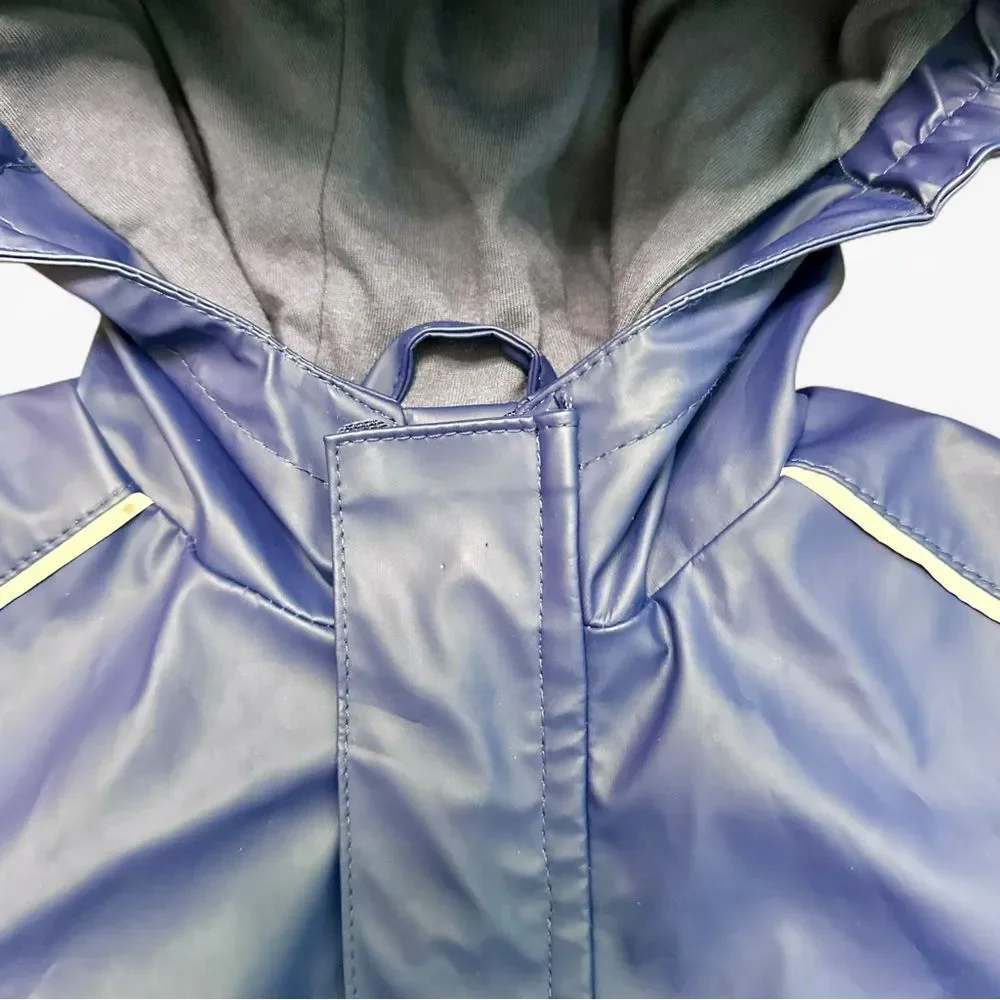 Cat & Jack Toddler Lined Rain Jacket Blue Hooded Waterproof Coat 18M Unisex